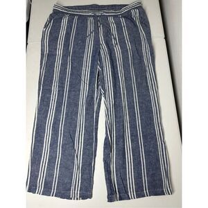 Old Navy Women’s Linen Blend Blue/White Striped Wide Leg" Pants Size XL